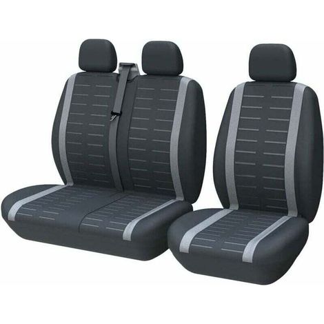Housses siège voiture Protection sièges 3 places gris, tissu lavable, universelles Conducteurs (camions/camionnettes/bus)