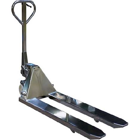 Edelstahl-Hubwagen 316 - Gabeln 1150x520mm - Tragfähigkeit 2500kg -Lebensmittel- und chemische Industrie – ATEX auf Anfrage - HPESE25S316