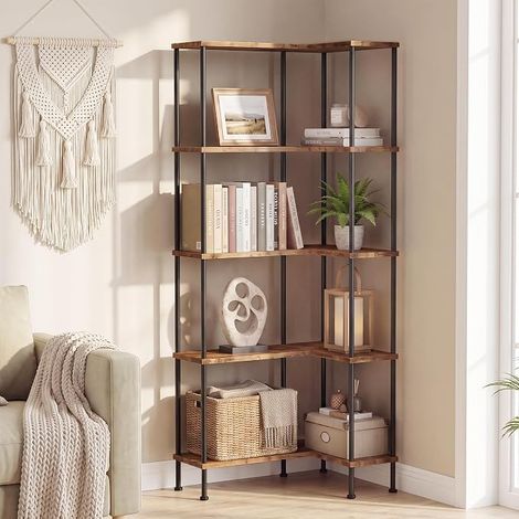 Etagere Angle 5 Etageres, Bibliotheque Industrielle Haute Salon (1/5)