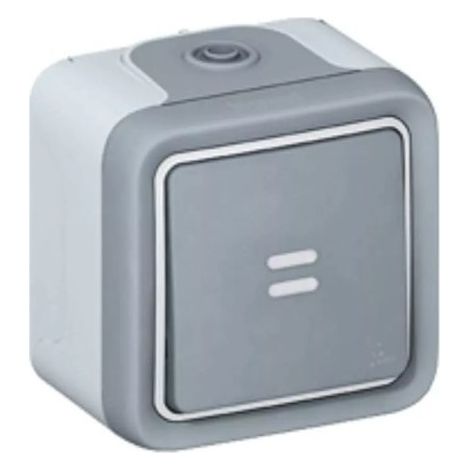 Legrand 069712 Komplettes Aufputz-Wechselschalter-Set Plexo IP55 – Kontrollleuchte für verteilte Phase – Grau