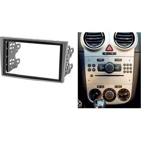 set of black + silver ABS car DVD navigation audio modification frame and bracket suitable for use with 2 discs (1/4)