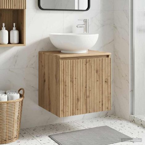 Vanidad con Lavabo de Pared Roble Artesanal 49,5 x 44,5 x 65 cm
