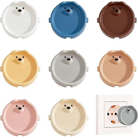 CCYKXALot de 8 cache-prises de type F avec smiley - En silicone - Protection décorative - Empêche le contact des enfants, cache-prises, cache-poussière
