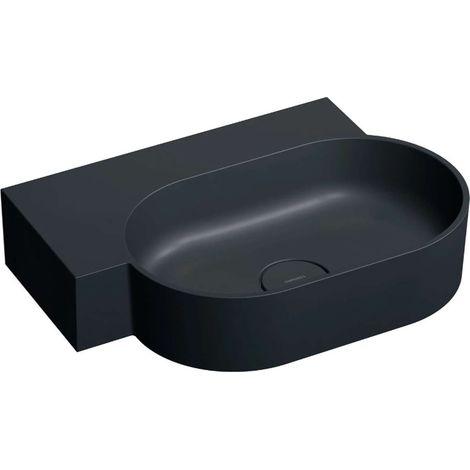 OMNIRES Ovo M+ - Waschbecken 56 x 39 cm, ohne Überlauf, ohne Armaturenloch, links, schwarz matt OVO555UWLBLV (1/5)