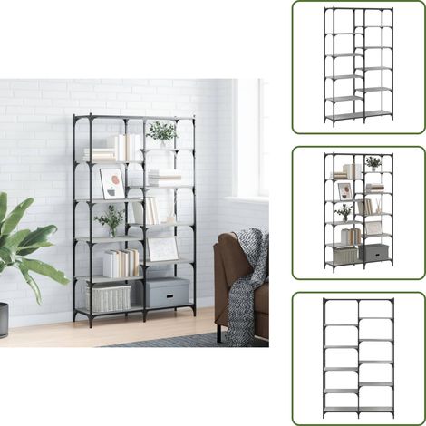 Bücherregal Grau Sonoma 100x32x170 cm Holzwerkstoff und Eisen - Bucherregal - Holzmöbel - Industrielles Design - Regal Grau - Aufbewahrungslösung (1/5)