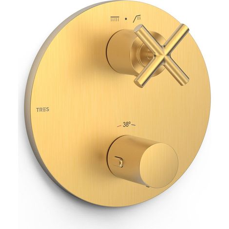 Pièce apparente pour boîtier encastré Therm-box 2 voiesPièce Or Mat 24K - TRES 28325001OM (1/2)