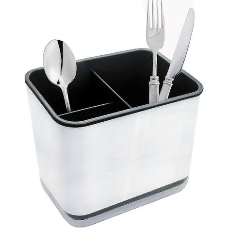 Égouttoir à couverts, range-fourchettes et cuillères à 3 compartiments avec égouttoir, panier de séchage pour évier (noir) (1/5)