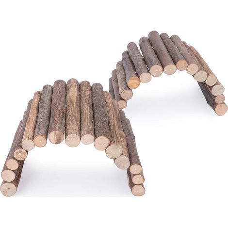 Ensemble de 2 pièces, pont-échelle en bois, jouets pour hamsters, souris et autres rongeurs, jouet à mâcher pour petits animaux.