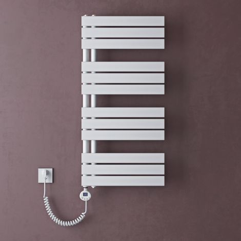 doporro Scaldasalviette Elettrico Bagno con Termostato Digitale e Funzione Timer 104x50cm 800W Bianco, Termoarredo Elettrico Temperatura Regolabile, Radiatore da Parete Verticale - FN (1/5)
