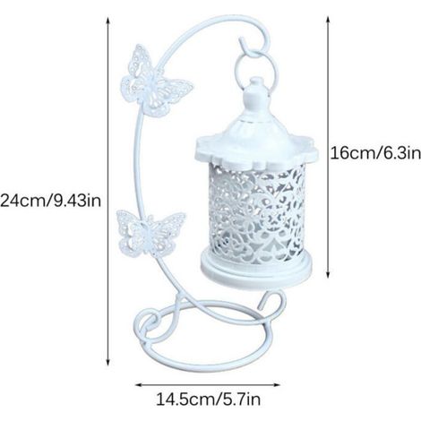 Bougeoir électrique en rotin à suspension papillon, chandelier creux en fer forgé, lampe porte-bougie, artisanat quotidien (1/4)