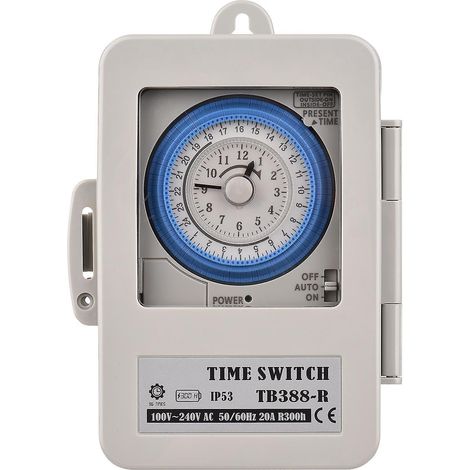 Mechanischer 24-Stunden-Zeitschalter, Schutzart IP53, programmierbarer elektrischer Zeitschalterkasten, AC 100–240 V, 15 (1/5)