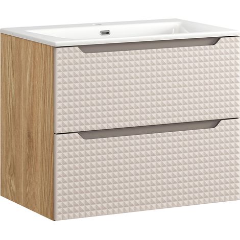 Mobile bagno con lavabo Mallory beige e marrone 70cm