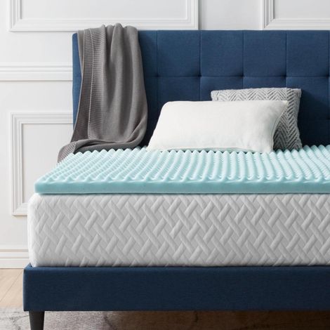 Surmatelas 160 x 190 cm Conception Ergonomique Alvéolée et Respirante Mousse à Memoire de Forme avec Gel Rafraichissant Épaisseur 5 cm, 2 personnes (1/5)