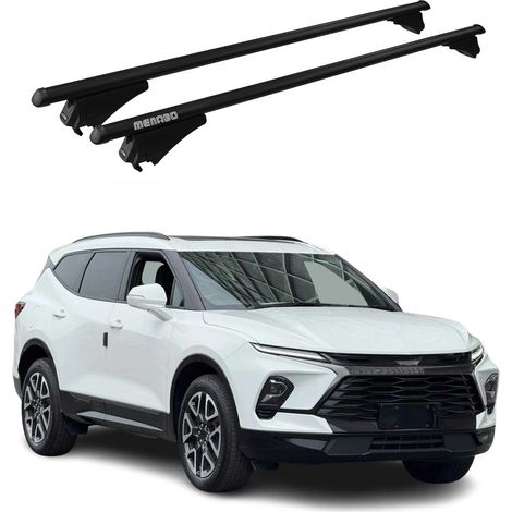 Menabo Dachträger Grundtäger kompatibel mit Chevrolet Blazer EV 2024-2026 Aluminium 75kg Schwarz 2tlg Geschlossene Reling für Fahrradträger, Dachboxen, Skiträger Abschließbar (1/5)