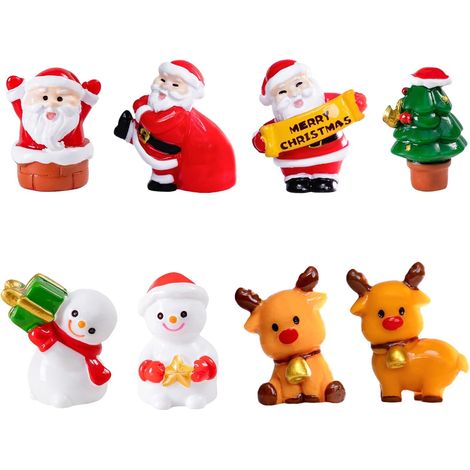 Ensemble de mini-poupées (8 pièces) en résine, comprenant le Père Noël, un sapin de Noël, etc. (1/5)