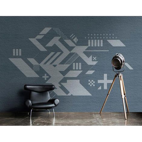Papier peint panoramique gris effet béton Tapisserie panoramique design motif géométrique Papier peint panoramique idéal pour chambre (1/3)