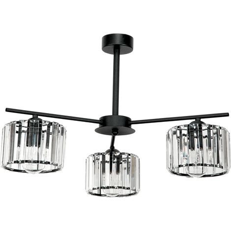 Lámpara de techo colgante clásica negra con pantalla de cristal Apulla 15-102