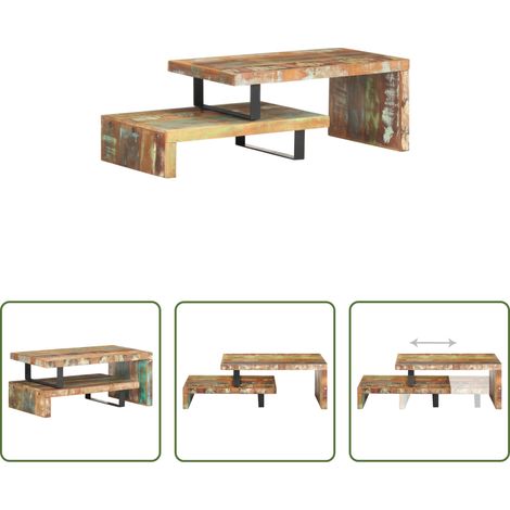 Holz - 2-tlg. Couchtisch-Set Recyceltes Massivholz (1/5)