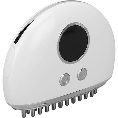 Peigne massage crânien électrique micro-courant vibrant, brosse gua sha méridienne, soin à domicile, couleur blanche. (1/5)