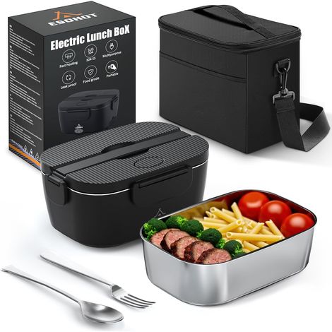 Gamelle Chauffante,120W Lunch Box Chauffante Modèle de Chauffage Ultra-Rapide 12V/24V/230V Boite Chauffante Repas pour Voyages,Travail,Bureau,Voiture,Camion (1,5L) (1/5)