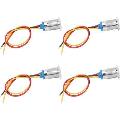 4 jeux de LED rondes précâblées étanches bicolores à anode commune, électrode d'anode 1224 V 12 mm (rouge et jaune) (1/5)