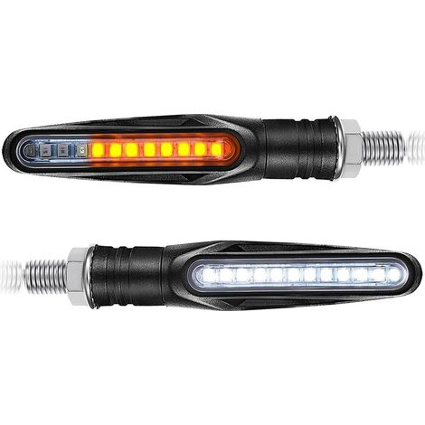 Clignotants + Veilleuse blanche LED défilant Moto Barre séquentielle PM12LED-WHITE