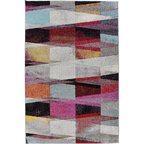 Tapis kilim rectangle 150x220 cm rouge et vert – Tissé en polypropylène – Motif ethnique – Anti-acarien et hydrofuge – Jadorel