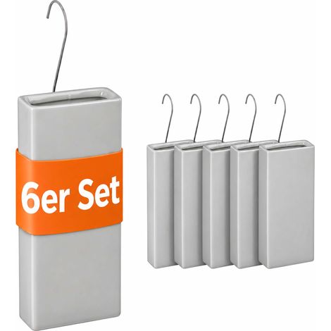 Relaxdays Luftbefeuchter Heizkörper, 6er Set, Wasserverdunster Heizung, zum Hängen, Keramik, Raumbefeuchter, hellgrau