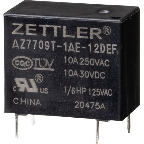 Zettler Electronics AZ7709T-1AE-12DEF Powerrelais 12 V/DC 10 A 1 St. (1/2)