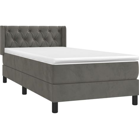 Box Spring Bed with Mattress Dark Grey 80x200 cm Velvet vidaXL (1/4)