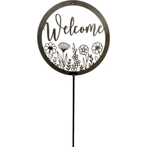 Welcome on 4 Feet Pole - Bare Metal/Ready to Rust - W30 x H152 cm