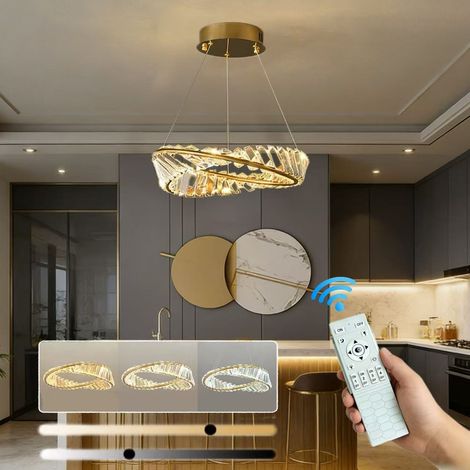 Suspension LED en cristal, luminaire décoratif de plafond, éclairage pour îlot de cuisine, éclairage décoratif d'intérieur, dimmable (1/5)