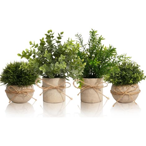 4 Pièces Plantes Artificielles Interieur pour Decoration Maison  Petite Fausse Plantes Interieur en Pot Élégant pour Chambre Salon Salle de Bain Bureau Cuisine  sans Entretien  Réalistes (1/5)