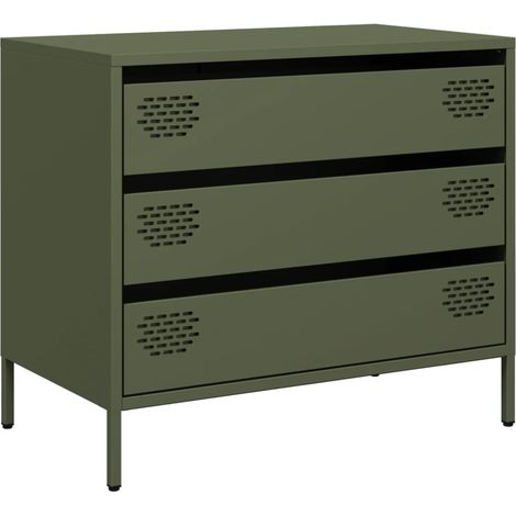 Maison Exclusive - Credenza Verde Oliva 68x39x58,5 cm in Acciaio Laminato a Freddo