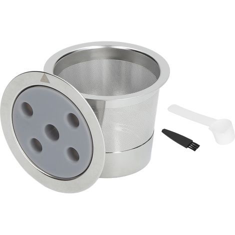 Reusable 5-hole coffee pod filter, refillable stainless steel powder with brush spoon (1/5)