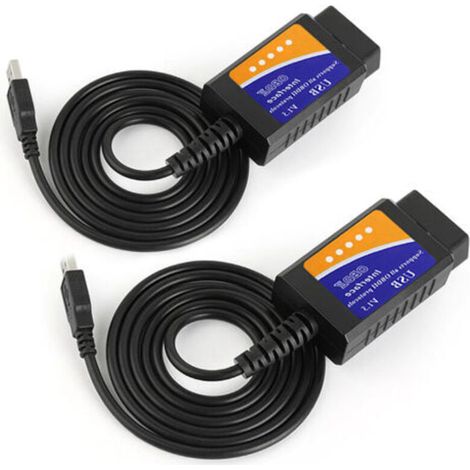 Coocheer – Lot de 2 détecteurs de défauts OBD2 – Scanner ELM327 USB V1.5 – Efface codes d'erreur en 3 min – Compatible iPhone et Android (1/5)