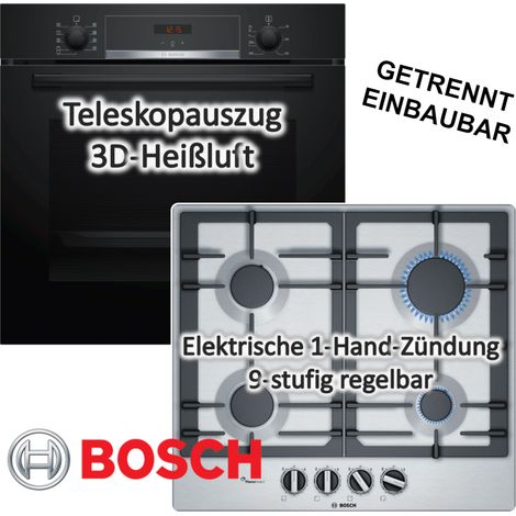 HERDSET Bosch Backofen Teleskopauszug mit Gaskochfeld WOK-Brenner - autark, 60 cm