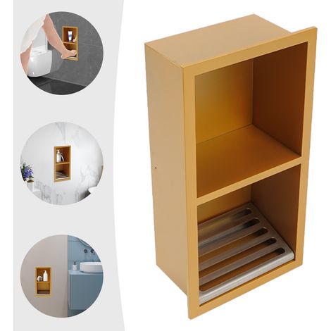 Niche de douche, banc de douche mural pour salle de bains, tabouret de douche encastré, à fixation en saillie, ne nécessitant pas de pose de carrelage 18x10x34cm (1/5)