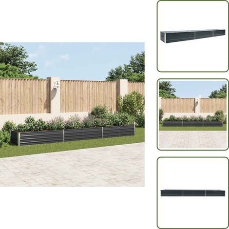 Garten-Hochbeet Verzinkter Stahl 480x80x45 cm Anthrazit - Hochbeet - Gartenhochbeet - Stahlteich - Pflanzenbehälter - Balkonbepflanzung (1/5)