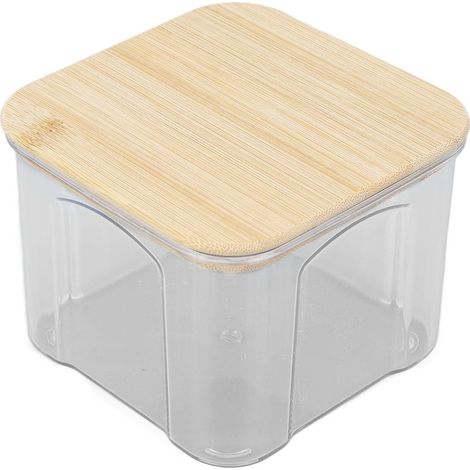 Boîte de conservation hermétique transparente avec couvercle en bambou pour nouilles, farine, céréales, riz, thé, café en grains, 650 ml, 10,7 x 8,2 cm / 4,2 x 3,2 pouces (1/5)