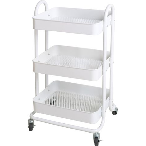 Carro de servicio con ruedas de acero de 3 cestas 78,5 x 46 x 35 cm blanco 030006799 (1/3)