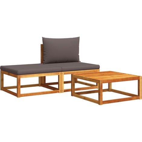 Ensemble de canapés de jardin，Canapé d'extérieur，Sofa de jardin 3 pièces avec coussins, bois d'acacia et corde, CFW119262 (1/5)