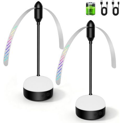 2 ventilateurs anti moustiques et anti mouches rechargeables par LED pour intérieur et extérieur, idéal pour pique nique, camping, jardin, terrasse