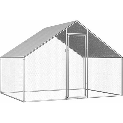 Enclos Poulailler extérieur - Parc enclos pour animaux Cage à poules 2,75 x 2 x 1,92 m Acier galvanisé BV264674 - BonneVie