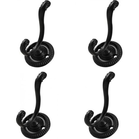 [NON UTILIZZATO] Set di 4 appendiabiti in metallo da parete, portasciugamani, ganci decorativi, per bagno, cucina, ganci per cappelli (nero)