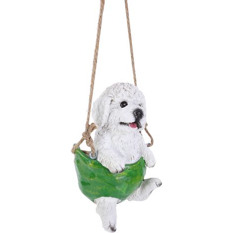 Figurine décorative en résine haute définition pour jardin, animal se balançant sur une balançoire, chien. (1/5)