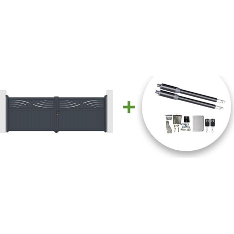 Portón eléctrico abatible 4m HALTI 400 x 140 cm GRIS + motor RANGER B150 (1/5)