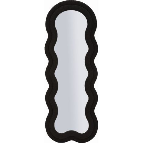 Specchio da parete Teddy wavy in bouclé nero 67x166 cm