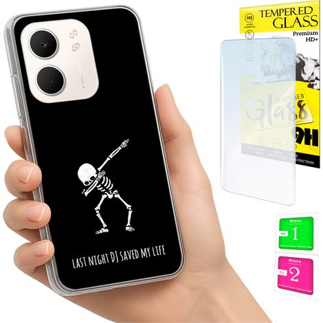 Custodia per Oppo A5X, cover posteriore con vetro temperato 9H. (1/5)