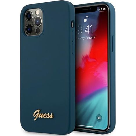 Guess GUHCP12LLSLMGBL iPhone12 Pro Max 6.7 azul/azul carcasa rígida con logotipo metálico (1/5)